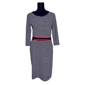 Draper James Blue White Stripe Belted Stretchy A Line Dress (Womens XS)